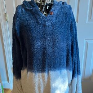 Men’s Birdwell blue/white colorblock terry cloth beach hoodie size Medium